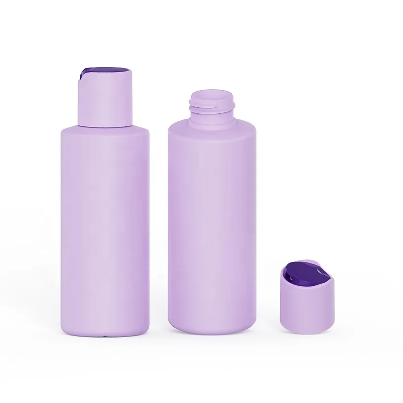 New pink button switch bottle 125ml 300ml custom skin care packaging pet plastic squeeze shampoo body oil wash lotion bottle