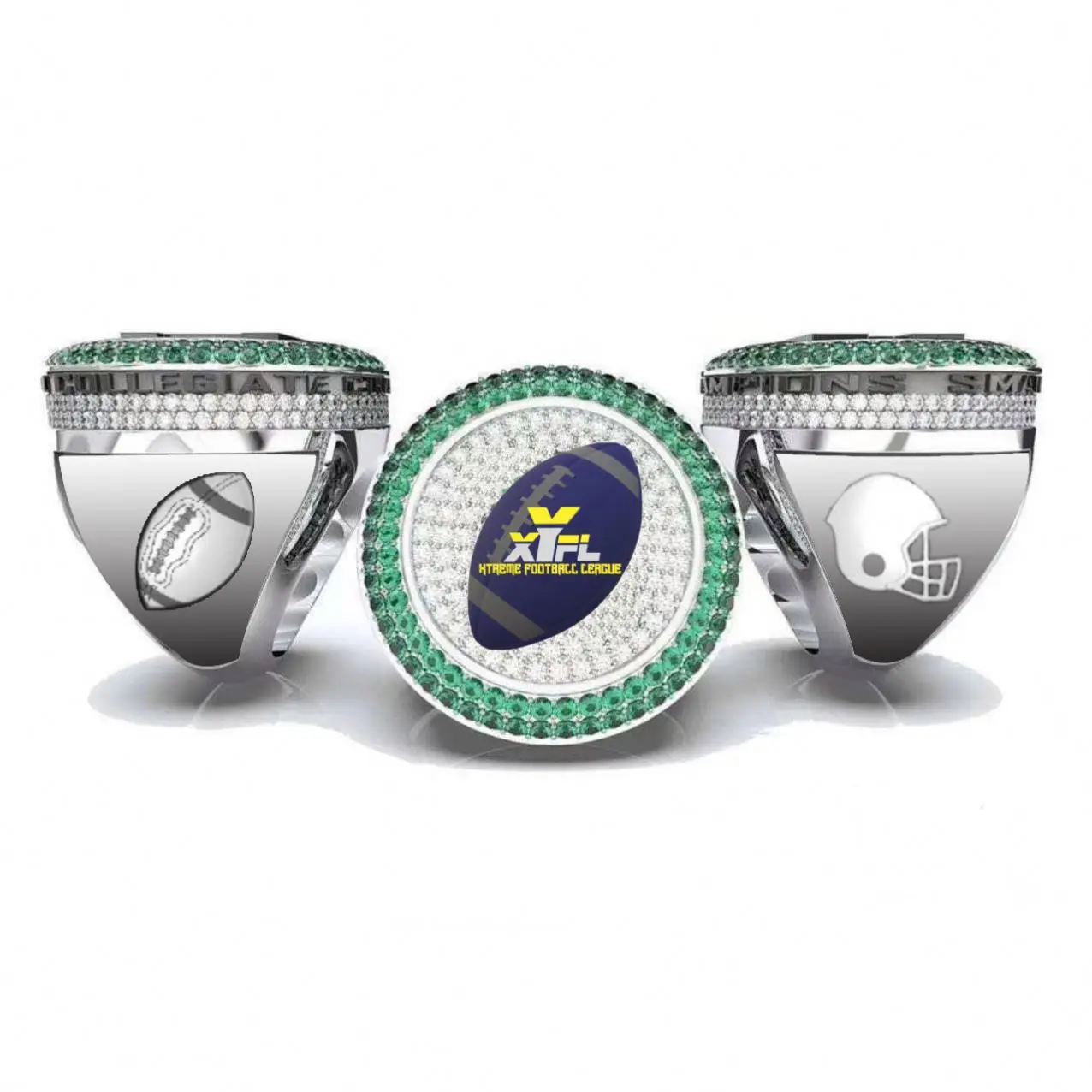Customized New Product Golden Supplier Moissanite Men Championship Football Rings