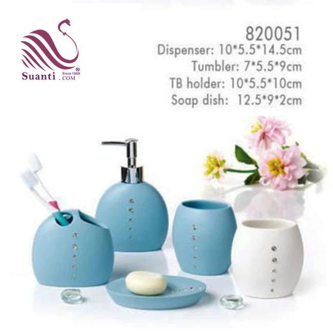 Factory Price Beige Color Decorative Sandstone Bathing Products with Soap Dish Polyresin Bathroom Asscssories Set