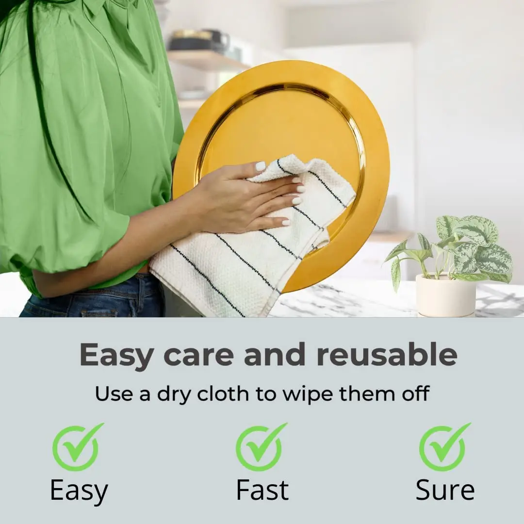 Wedding Decoration Silver Gold 13 inch 33cm Stainless Steel Round Charger Plates