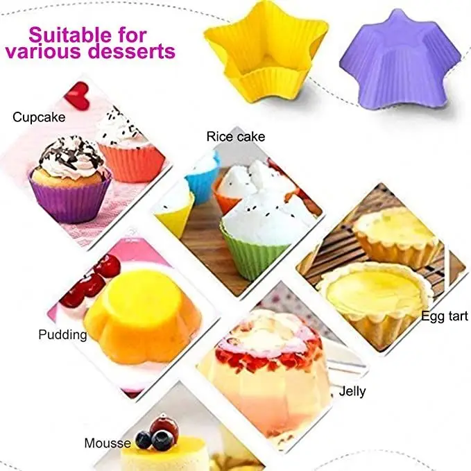 Silicone Cupcake Liners Baking Cups Non-Stick Jumbo Reusable Muffin Molds Bento Bundle Lunch Box Dividers