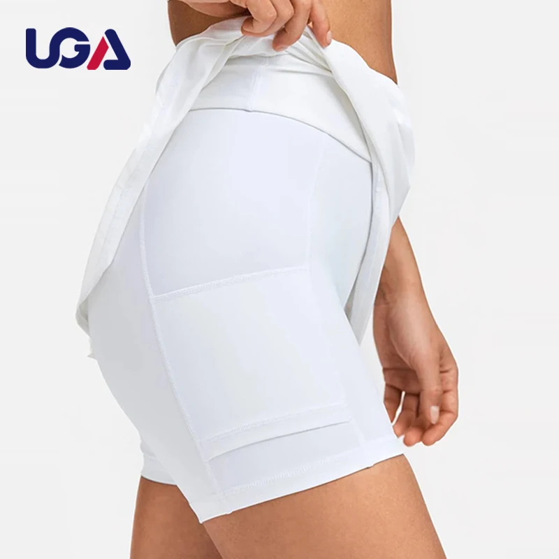 Женское белое платье для бега, велоспорта с логотипом на заказ, спортивные шорты для фитнеса и йоги в помещении, платье для гольфа, тенниса, спортивных тренировок с карманами