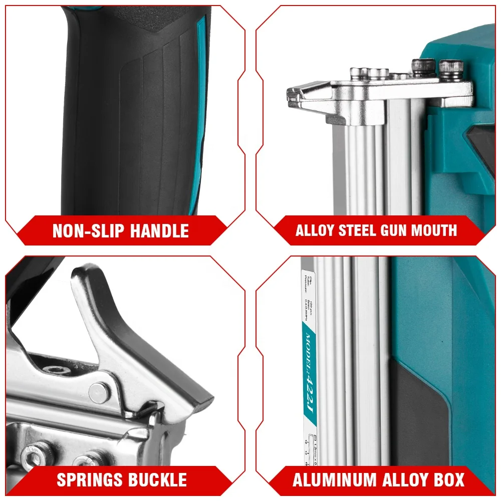 ONEVAN 422J Brushless Electric Nail Gun U Nailer 2 Gear Cordless Stapler Nailer Woodworking Power Tool