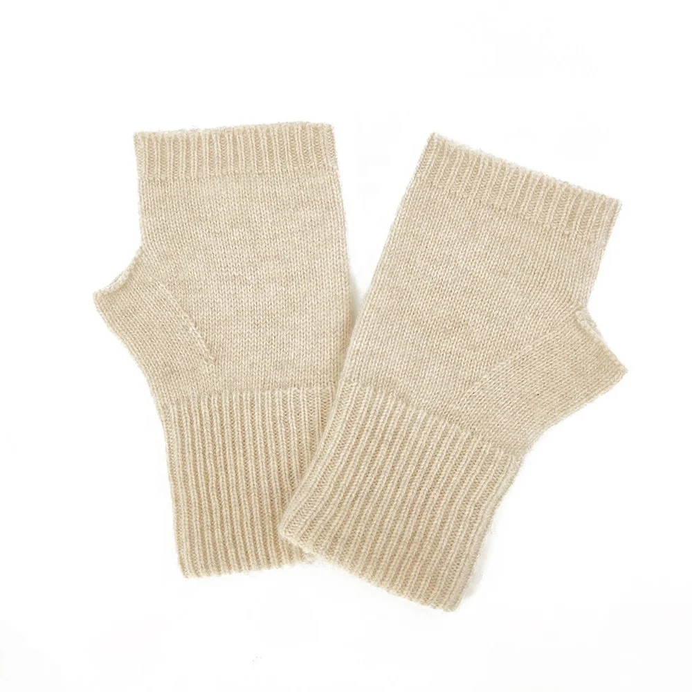 2021 Зимние Теплые 100% кашемировые варежки, перчатки, женские митенки без пальцев, зимние перчатки с люрексом