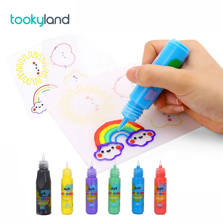 RTS DIY drawing toys Window paint Art 3D instant Sticky art glass deco Window Cling for Kids Toy