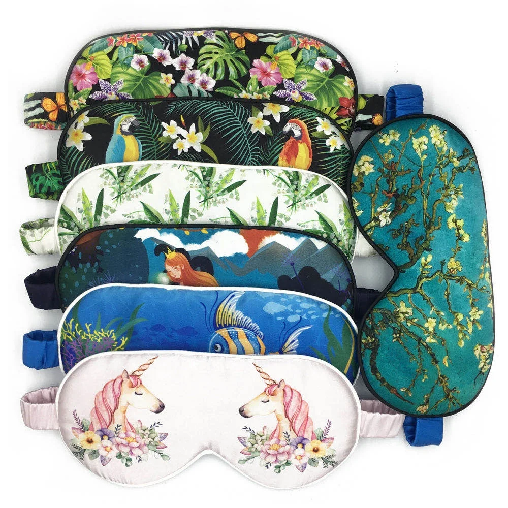 Лидер продаж на Amazon, 19 мм глазная повязка из чистого шелка с принтом логотипа для пышных глаз