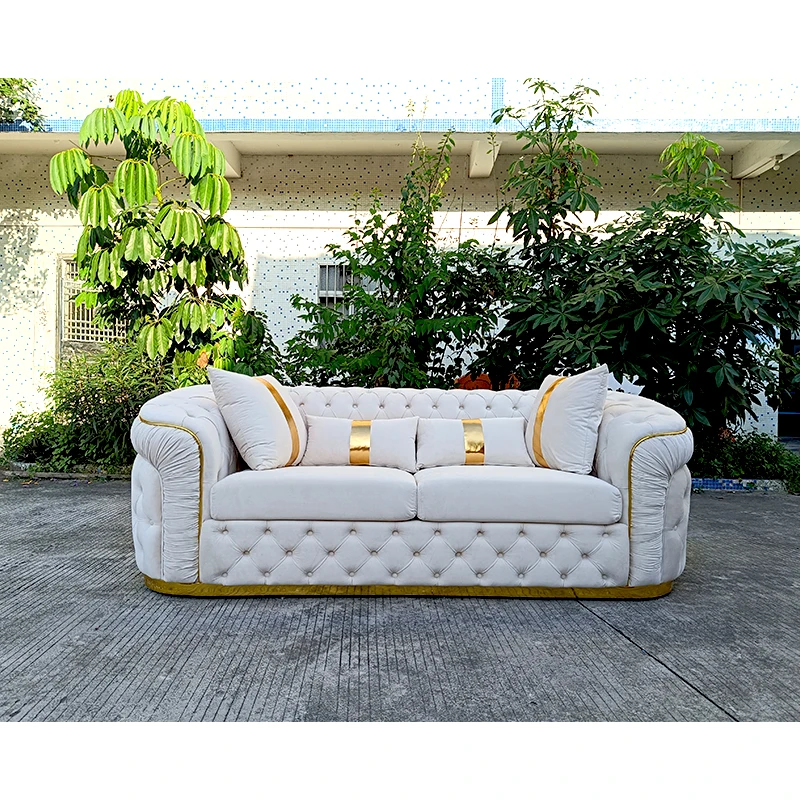 Custom modern luxury velvet chesterfield sample couch  corner  sofa set design furniture  for living room ready to ship