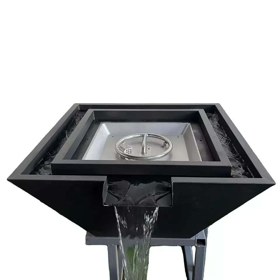 Custom Factory Metal Corten Steel Water Fountain fire  pit And Waterfall For Garden Decoration