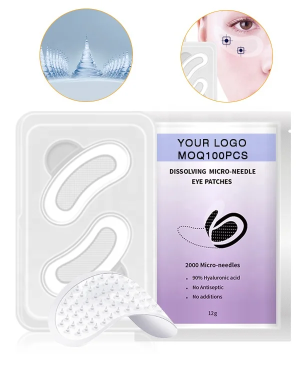 Customization free packaging eye patches for dark circles microneeding hyaluronic acid eye patches