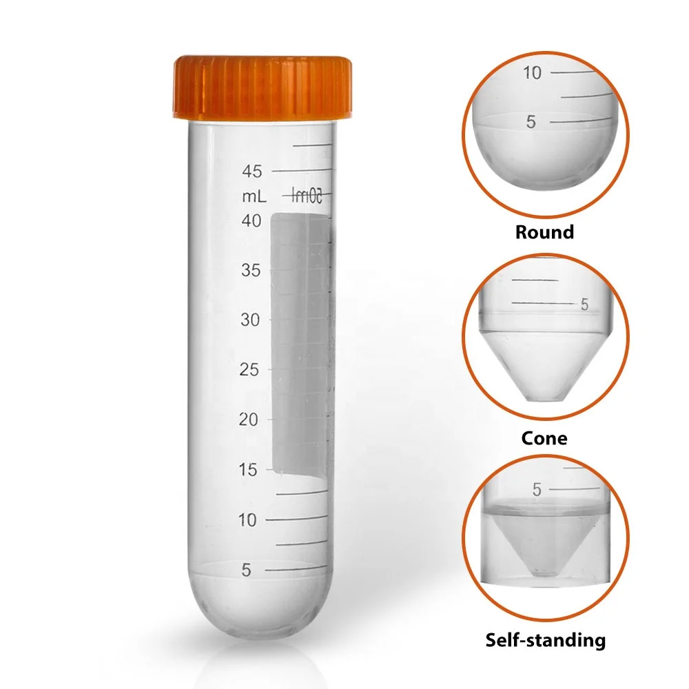 PP centrifuge tube large capacity centrifuge tube 0.1ml to 100ml round bottom Self-standing Cone bottom tube