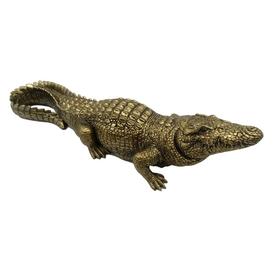 Декор для дома, полирезиновые статуи под золото аллигатора, традиционная скульптура животного под крокодила