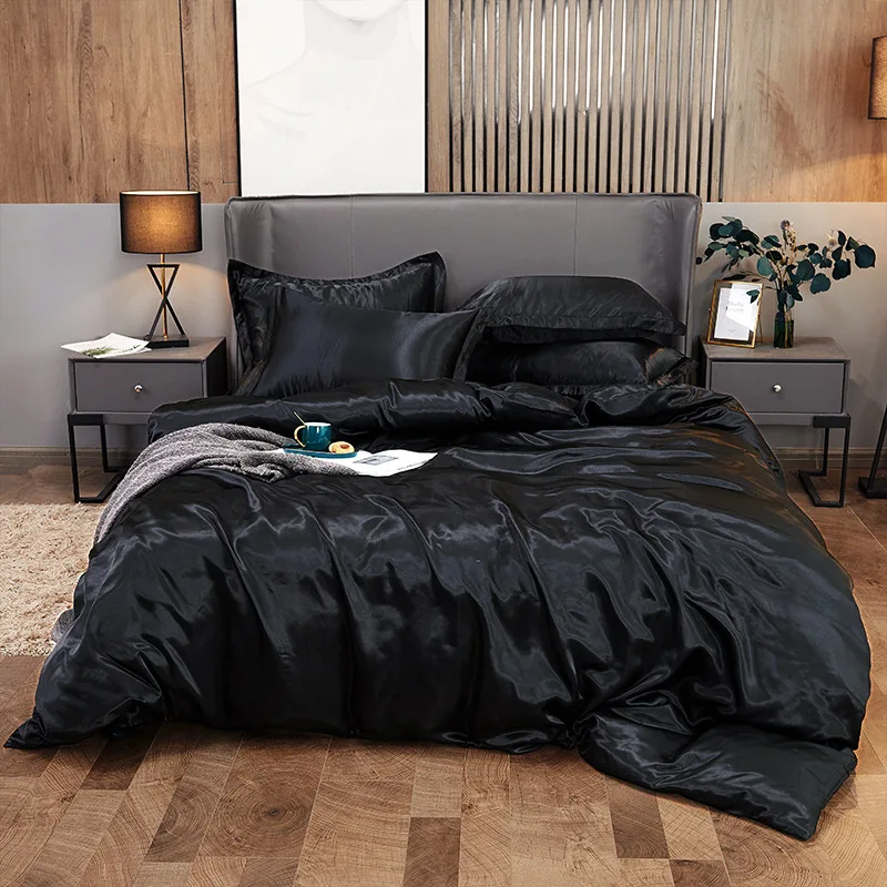Custom Solid Color Brushed Microfiber Bedding Set with Comforter Quilt Luxury Wrinkle Resistant King Size Bed Sheet Set