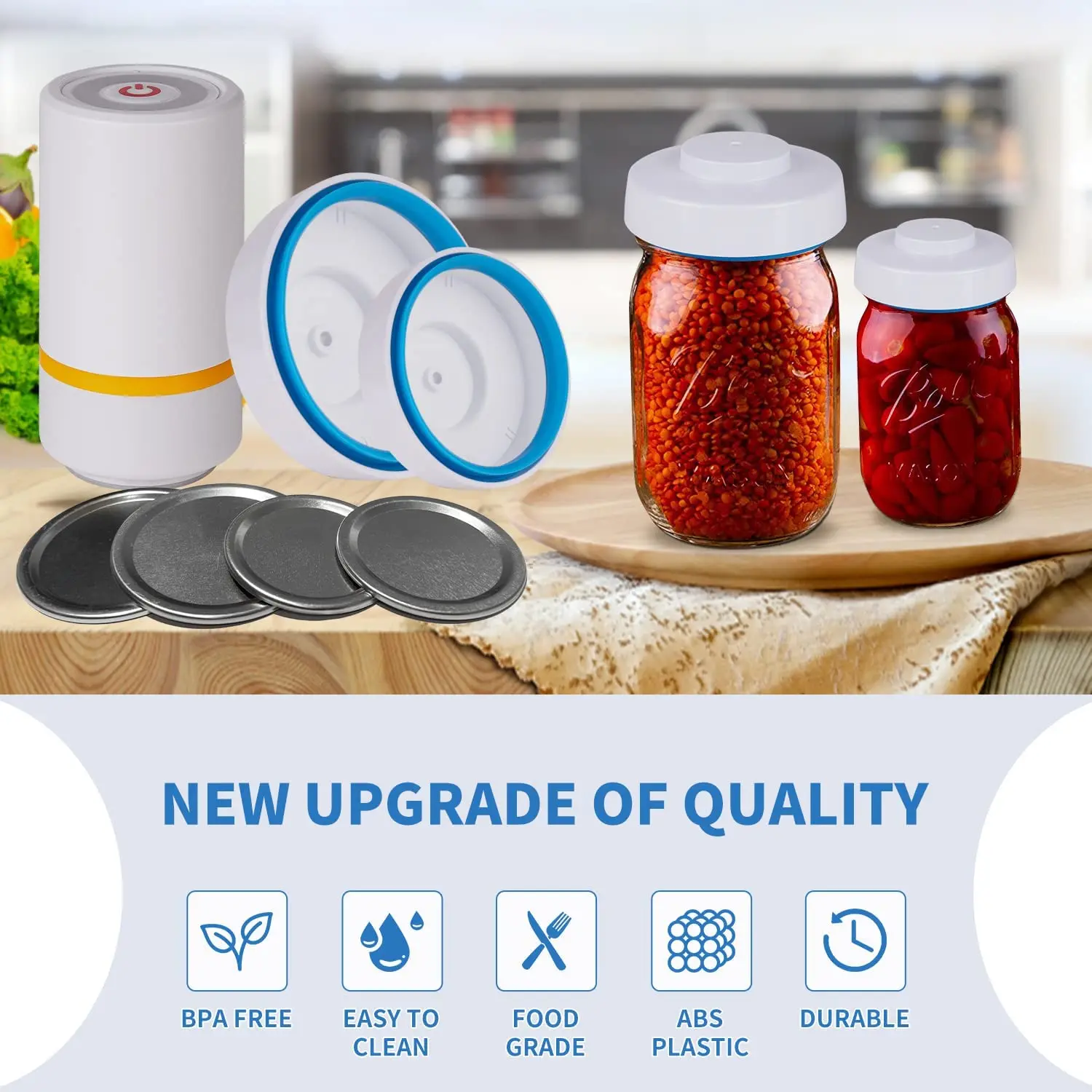 Беспроводной набор для герметизации стеклянных банок, ручной Электрический вакуумный упаковщик, кухонный аксессуар, совместим с FoodSaver