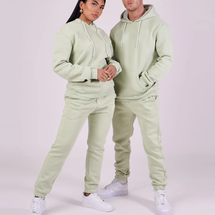 huilin factory wholesale high quality bright colorful mens tracksuit unisex oversized hoodie jogger sets men tracksuit in orange