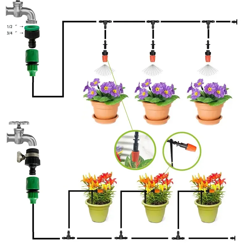 Home Watering System 10M Automatic Drip Spray Kit Garden Irrigation Sprinkler Kit