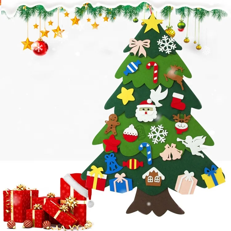 
Logo custom Christmas tree felt decoration wholesale felt ball Christmas tree manufacturer table felt Christmas tree 