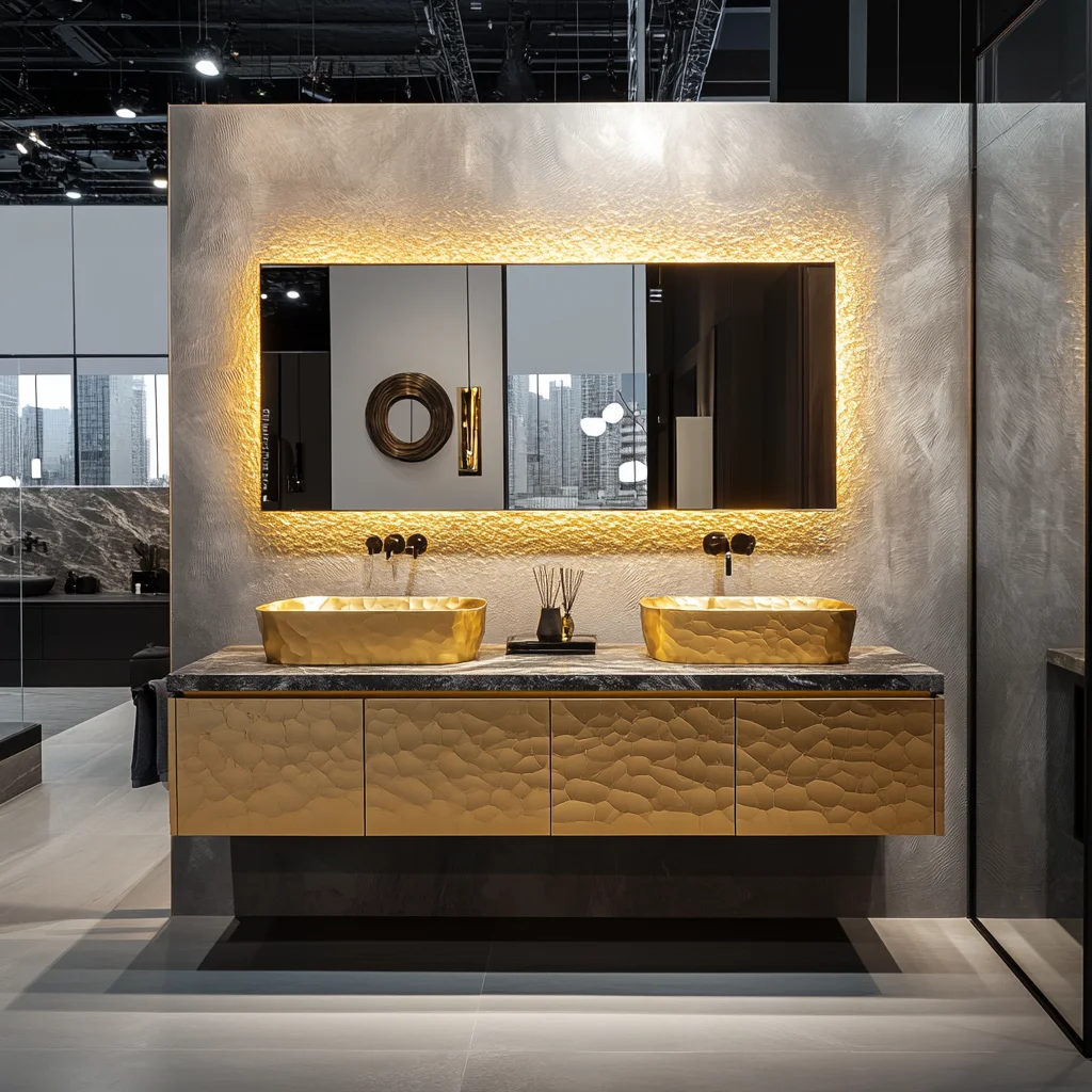 Luxury Modern Bathroom Vanity Furniture Set Gold Double Sink Bathroom Vanity Cabinet