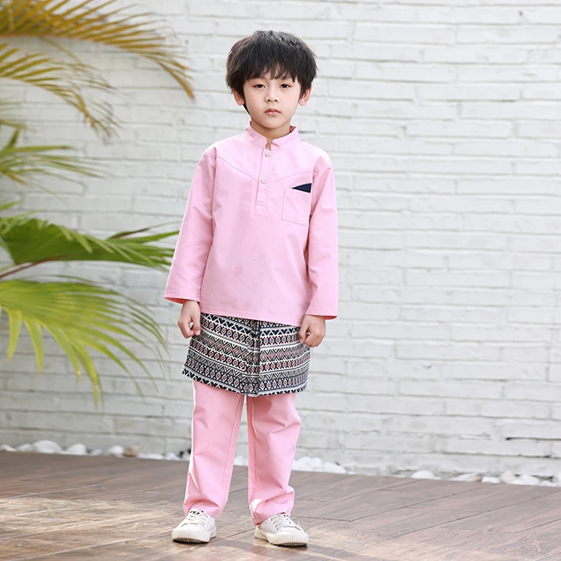 Fashionable Designer Boy Long Sleeve Outfits Sets Kids Sets Clothes Boys Muslim Clothing Baju Melayu