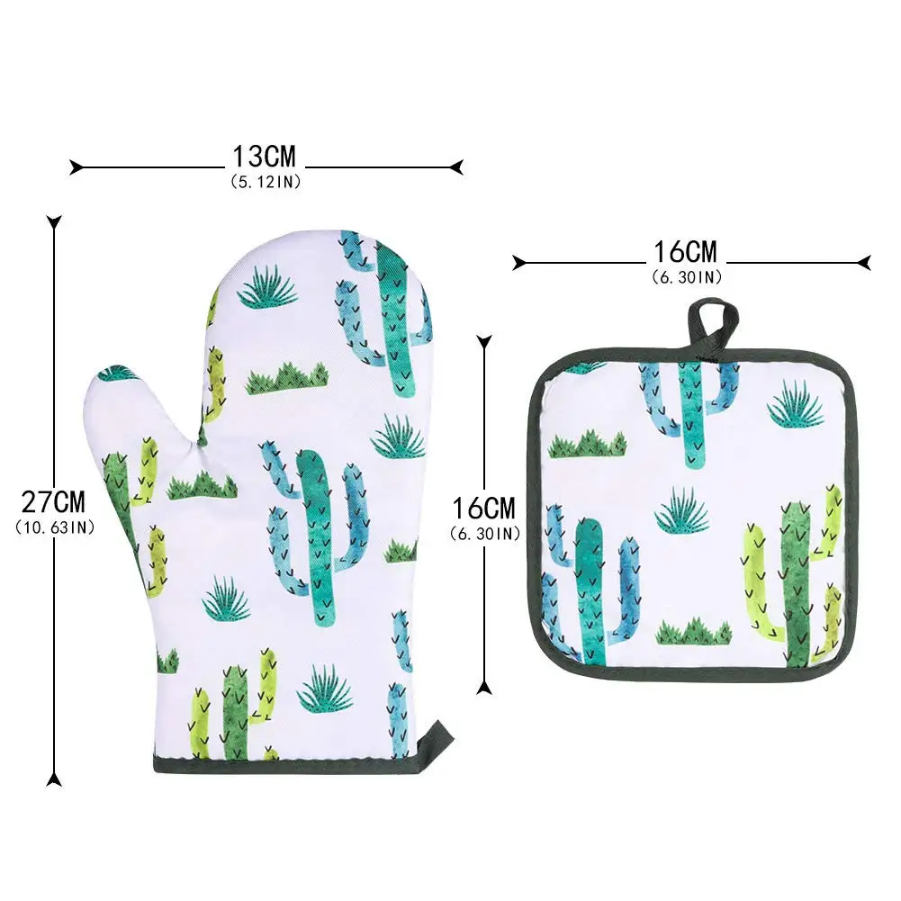 Оптовая продажа, варежка и держатель для кастрюль из 100% хлопка с принтом