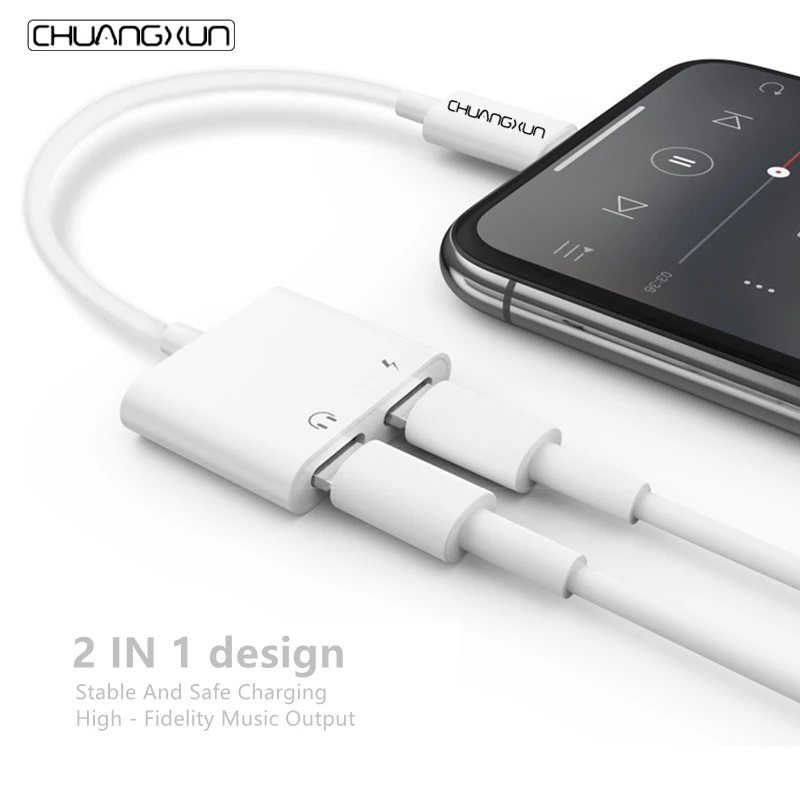  Новинка 2021 Разветвитель для наушников Apple Audio с зарядным адаптером Aux двойной 8-контактный кабель iphone 12 11 X 8