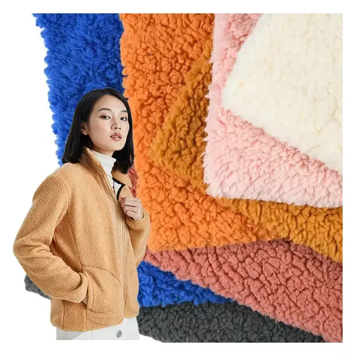 100 %  Recycled Polyester sherpa lining fabric for Jacket lining ,winter coat sherpa fleece fabric Recycle fabric