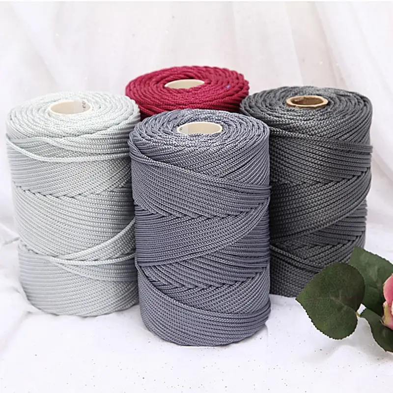 High quality 3mm thick 240g/roll fancy yarns wholesale custom colors knit crochet nylon yarn for hand knitting