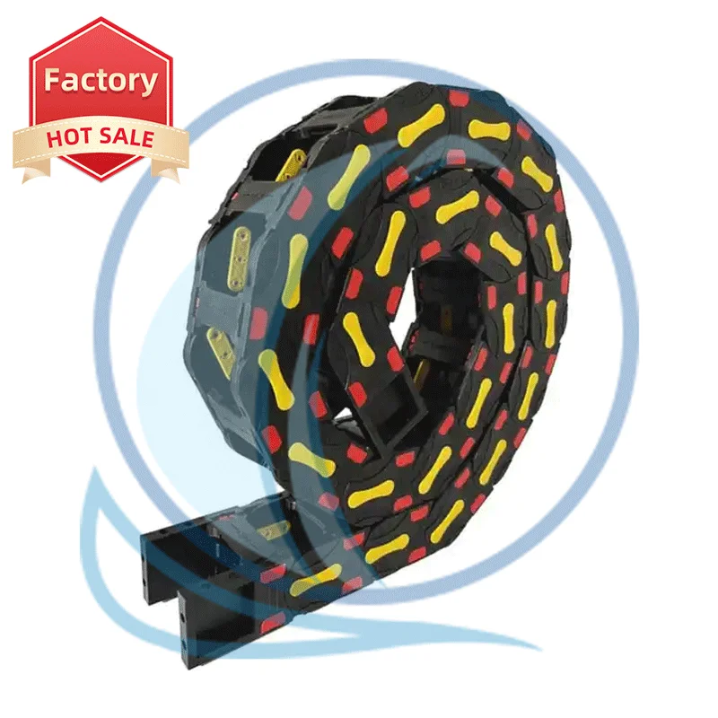 25X103mm Bridge Open Type With Yellow Dot Plastic Cable Chain Drag Pa66 Wire Carrier For Cnc Machine