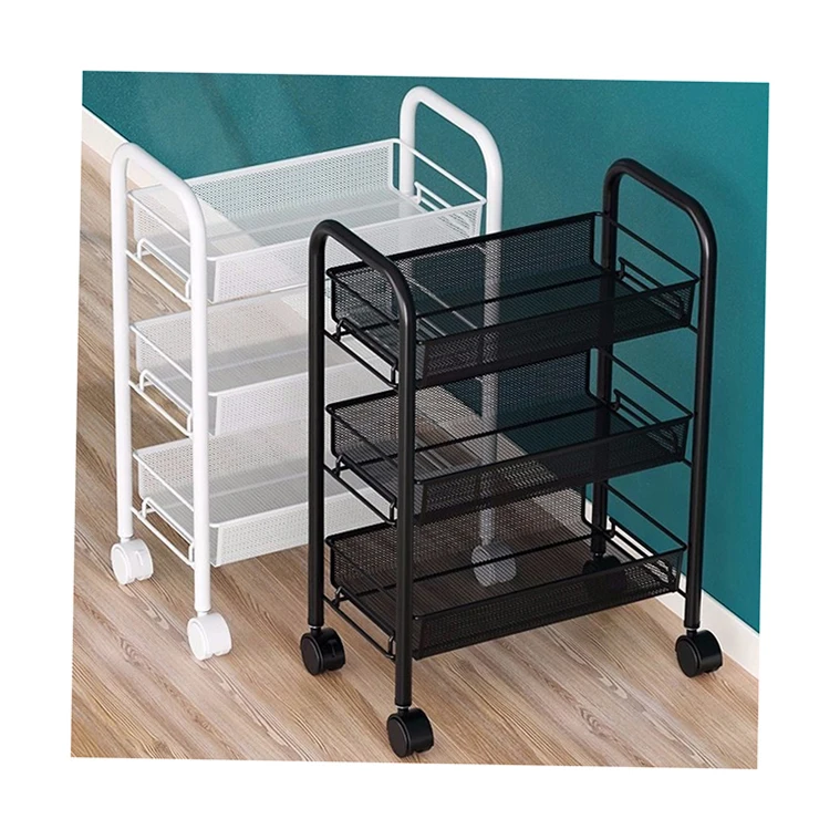 Slim Slide Out Kitchen Bathroom Trolley Rack Cart With Stainless Steel Top Small Utencilies Rolling Utility