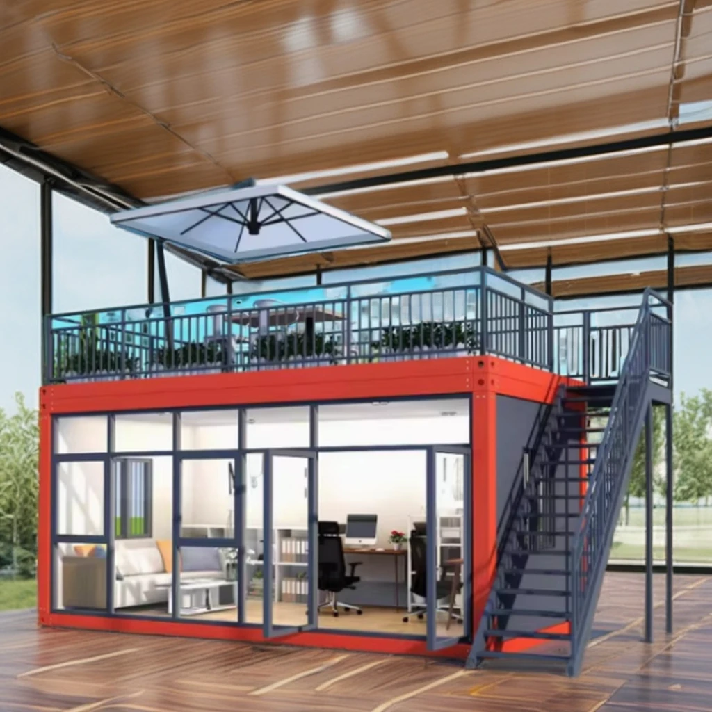 Container mobile house construction site glass curtain wall office can be dismantled and assembled for home use.