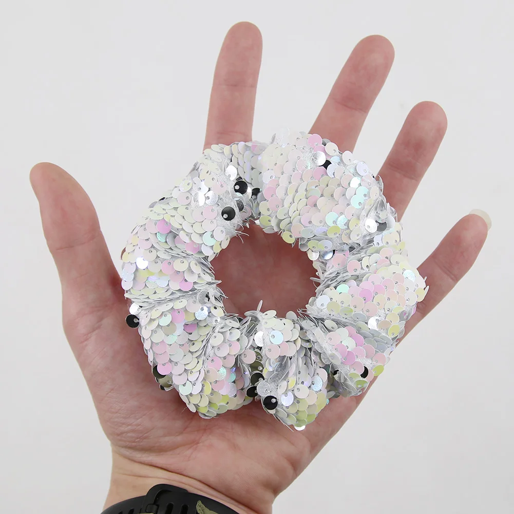 New Arrive Baby Girls Fold Over Sequin Scrunchies Colorful Hot Selling Hair Ties Party Birthday Hair Accessories