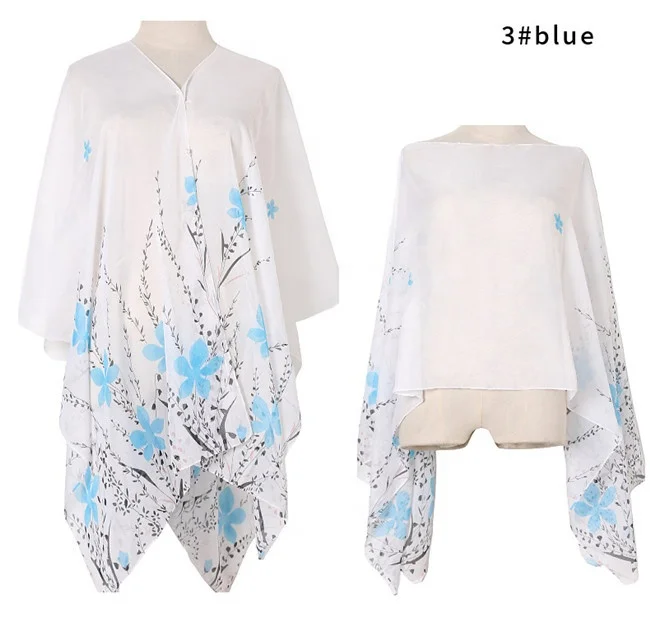 2023 New Arrival Fashion Floral Printed Imitated Silk Plus Size Women Beach Cover Up Sarong