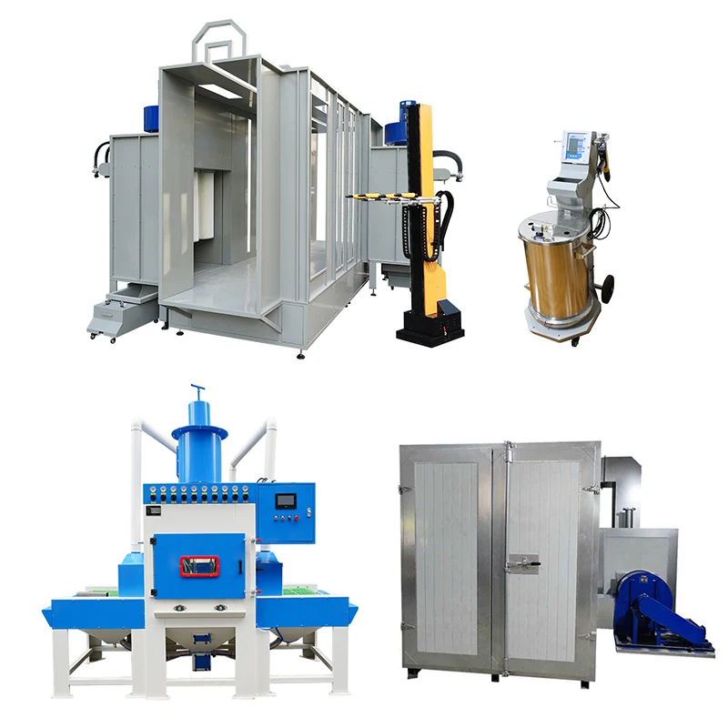 Full powder coating systems semi-automatic production powder coating plant line for flat shape metal products