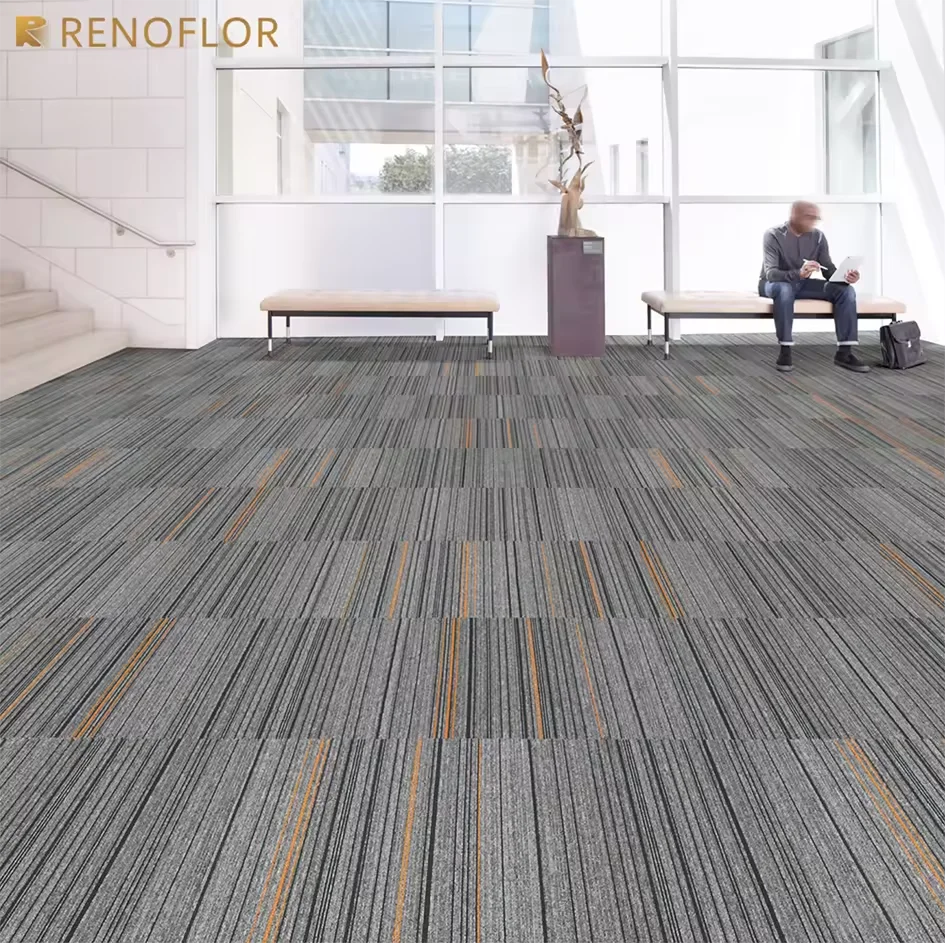 Hot Sale Cheap Price Removable Thick Commercial Bitumen PP Interlocking Floor Squares Rug 50x50 Hotel Office Carpet Tiles
