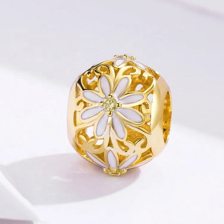 
Quality Gold Plated Jewelry DIY Flower Beads 14k gold filled charms for bracelet 