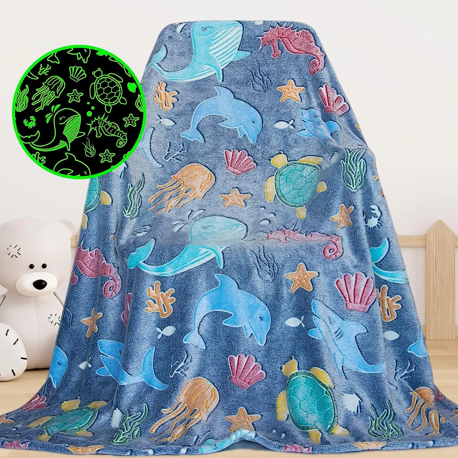 Premium Super Soft Warm Cozy Blanket Glow in The Dark Unique Birthday Gift For Kids Girls Boys Teens Throw Blanket