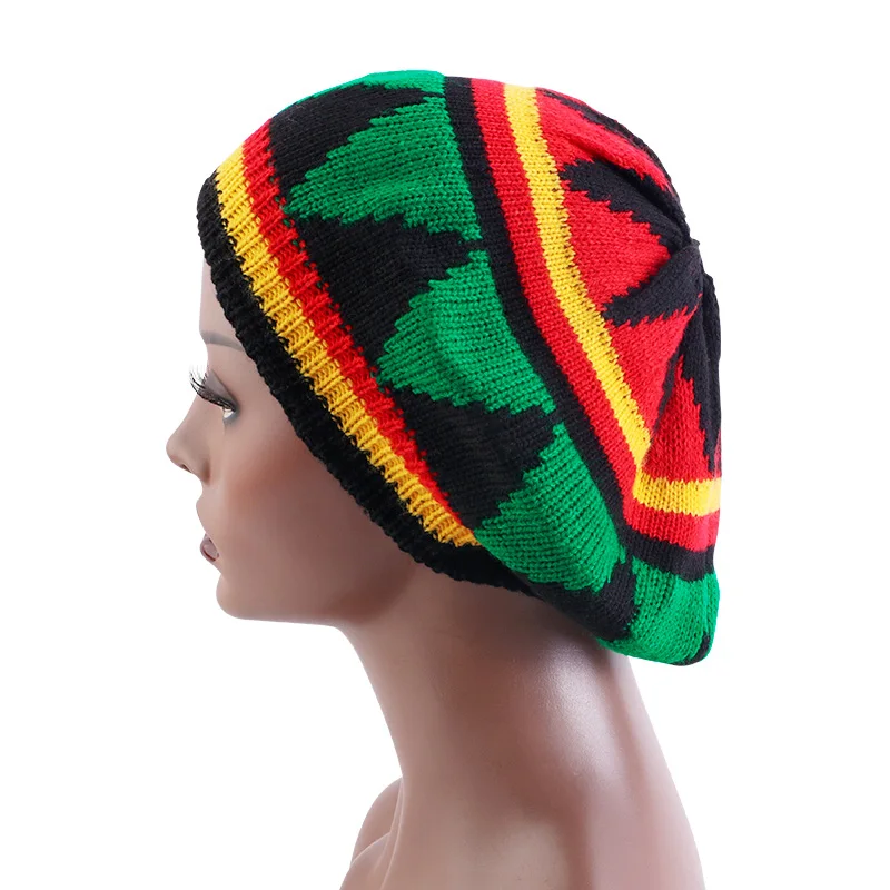 Unisex Knitted Beanies Hat Jamaican Bob Marley Rasta Hair Hat Winter Warmer Visor Stripe Cap
