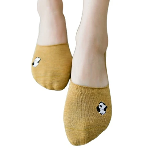 CLIMATE Girl cute little animal embroidered invisible socks with silicone anti slip and breathable cotton socks
