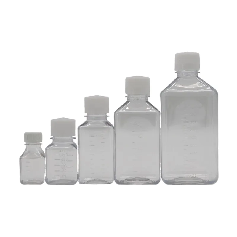 1000ml Transparent sterile square Graduated plastic media bottle Serum bottle high/low temperature