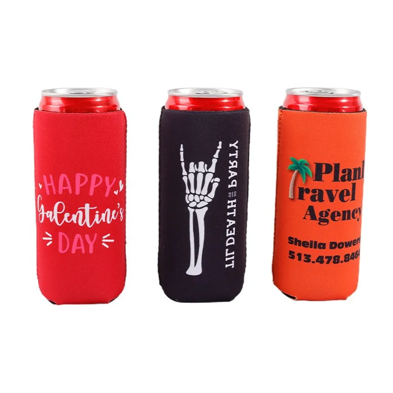 Factory Print Logo  Neoprene Beer Can cooler Holder,Customized Blank Stubby Holder 12oz Sublimation party  Beer Can Cooler