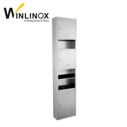 Bathroom recessed metal toilet paper dispenser hand dryer rubbish bin