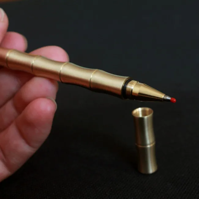 
Customized Brass Business EDC Signature Bamboo Joint Ball Pen 