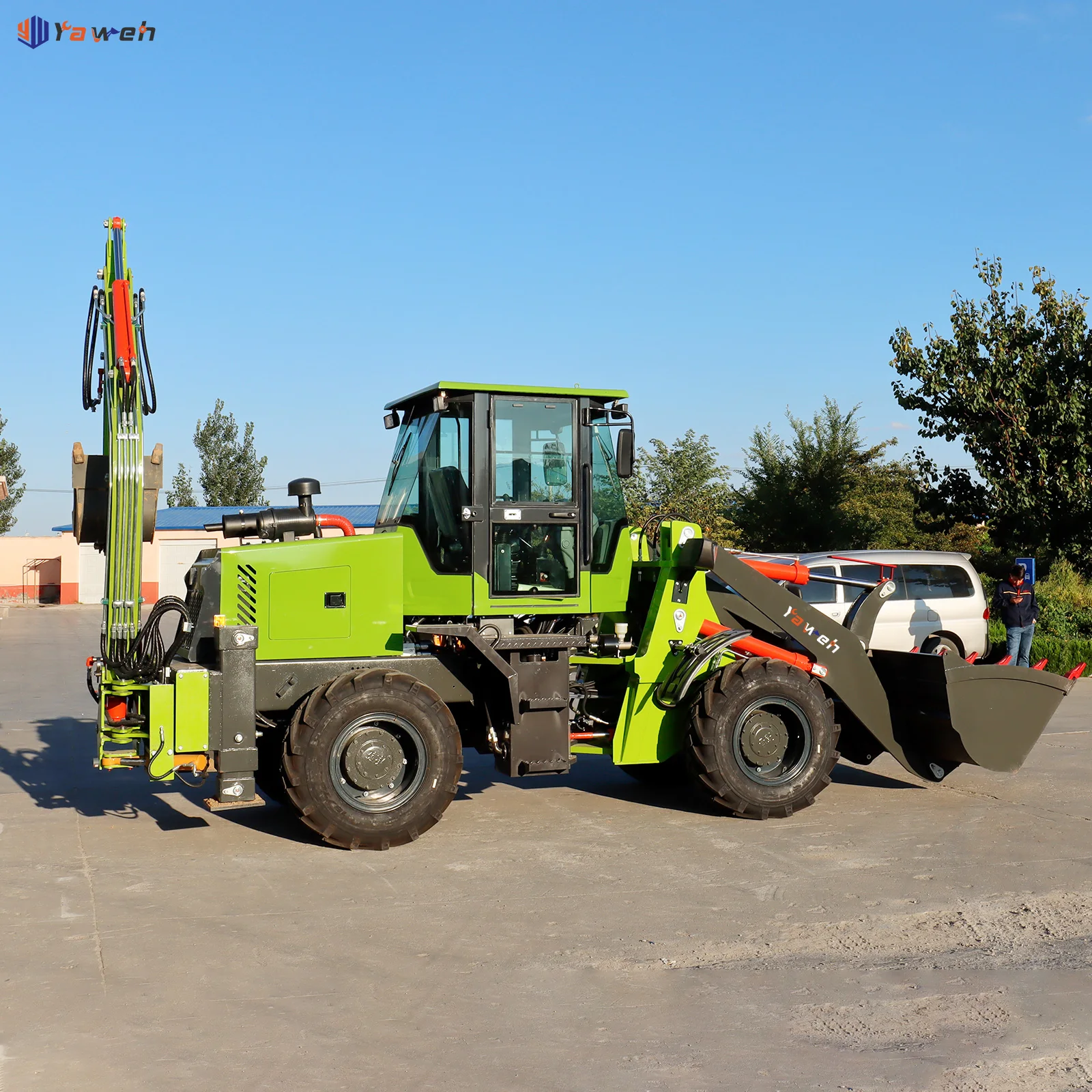 Yaweh chinese retroexcavadora case 360 degree remote control 4wd tractor front wheel loader backhoe excavator loader 4x4