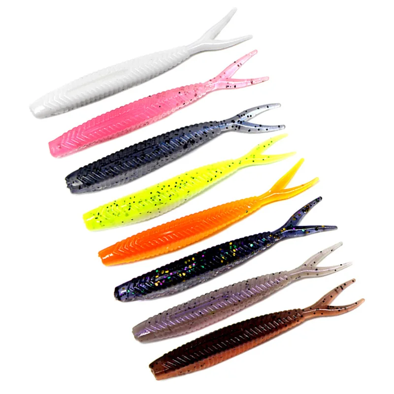1.5g 6cm 8colors Soft Fishing Lure Double Color Bionic Lifelike Bait Plastic Forked Tail Lures