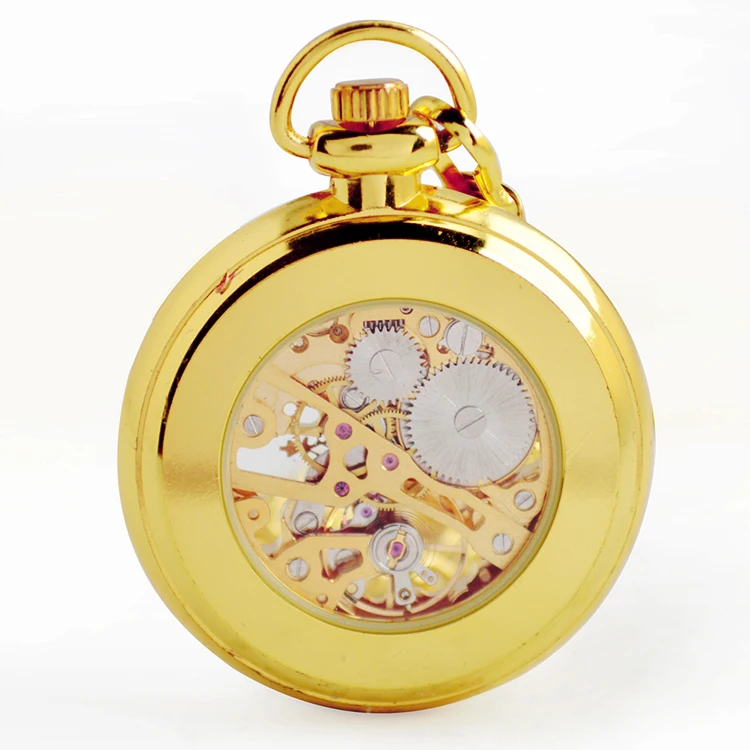 Luxury Silver Skeleton Mechanical Hand-winding Mens Pocket Watch with FOB Chain Hot Smooth Steel Women Unisex Pocket Watch