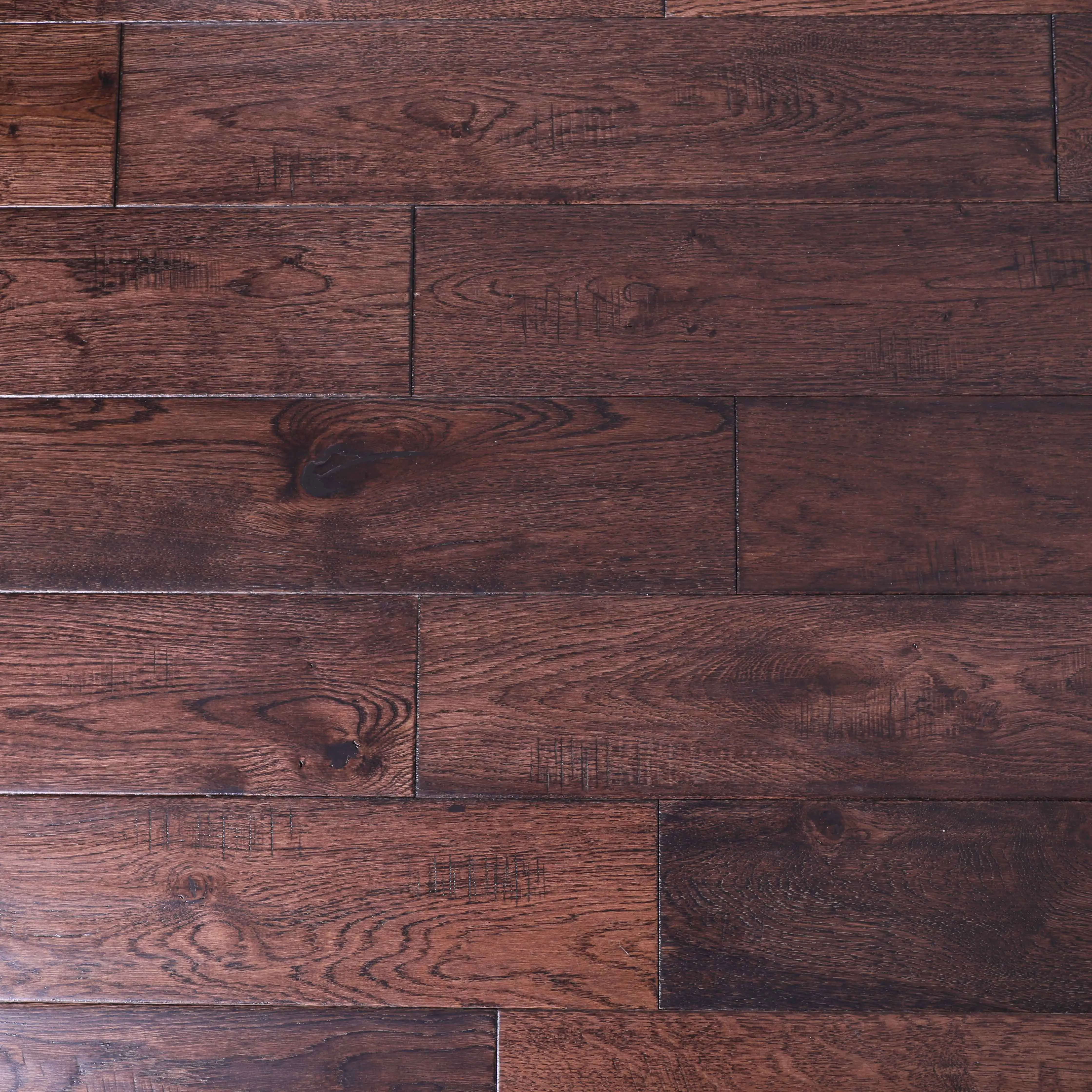 
18mm Oak UV Lacquered Solid Wood Handscraped Hardwood Flooring 