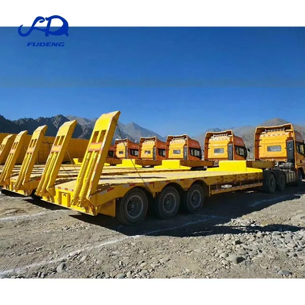 3 axle 80ton payload gooseneck low bed semi trailer carry heavy duty equipment lowboy semitrailer mechanical climbing ladder