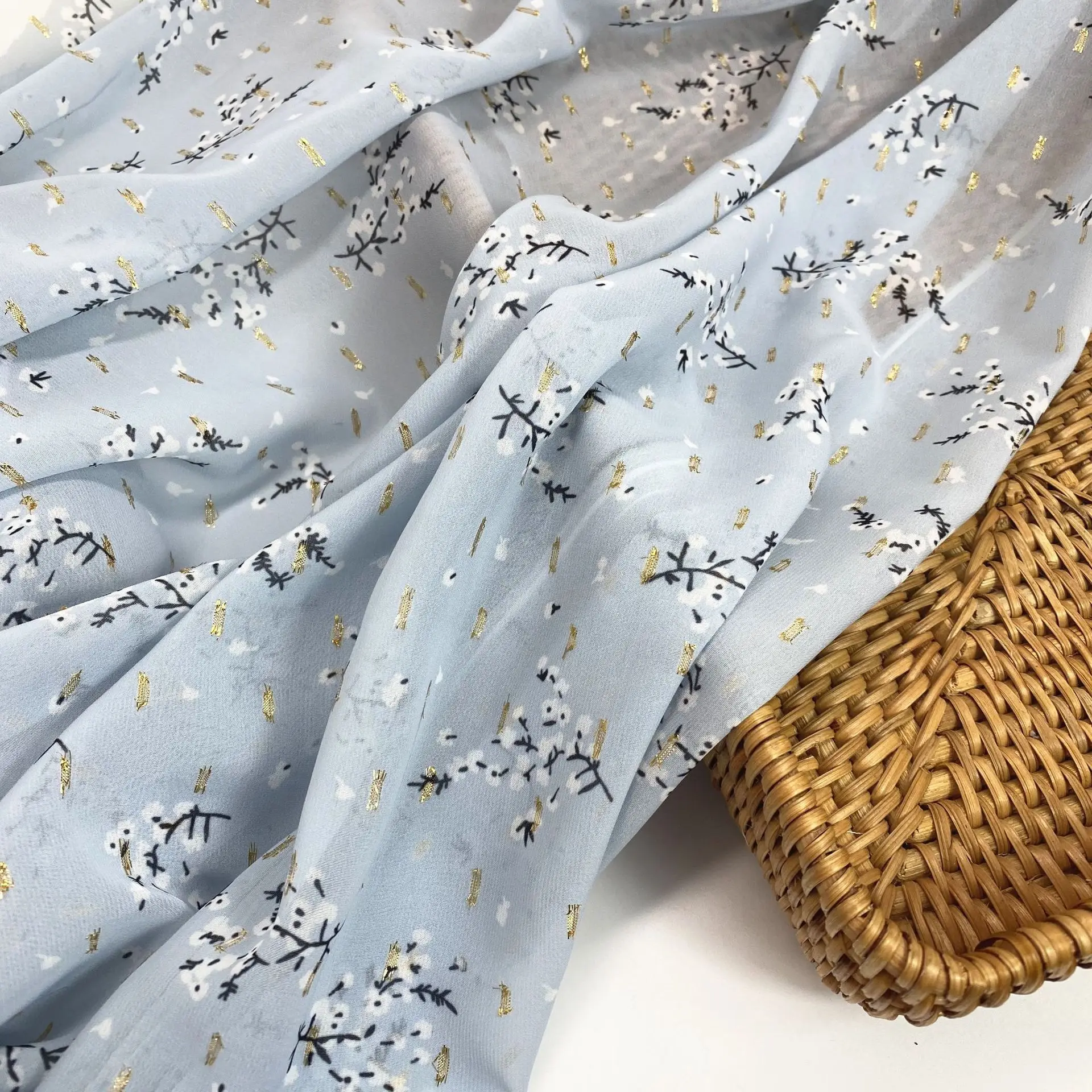 New High Quality 100% Polyester Digital Printing Fabric Small Fresh for Dresses Directly in Stock