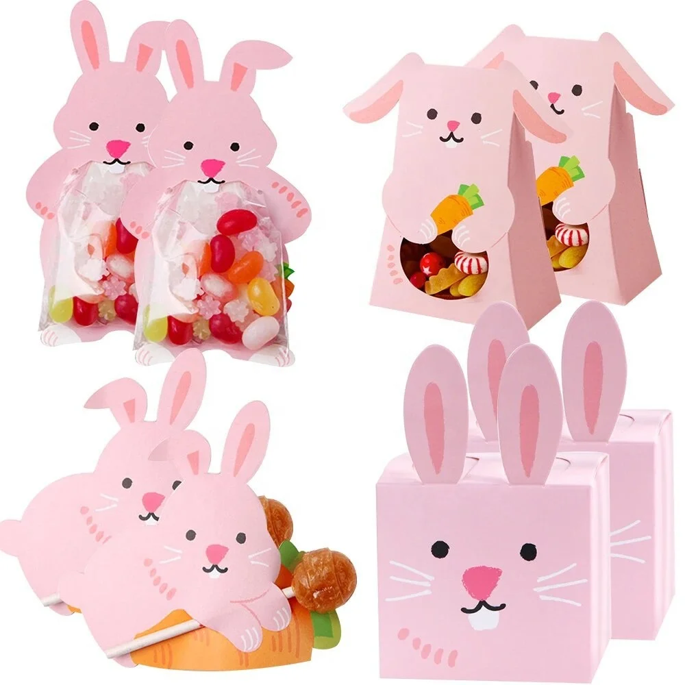 Bunny Rabbit egg balloons led light candy bag box Carrot gift for kid birthday new year Happy Easter Party Anniversary decor