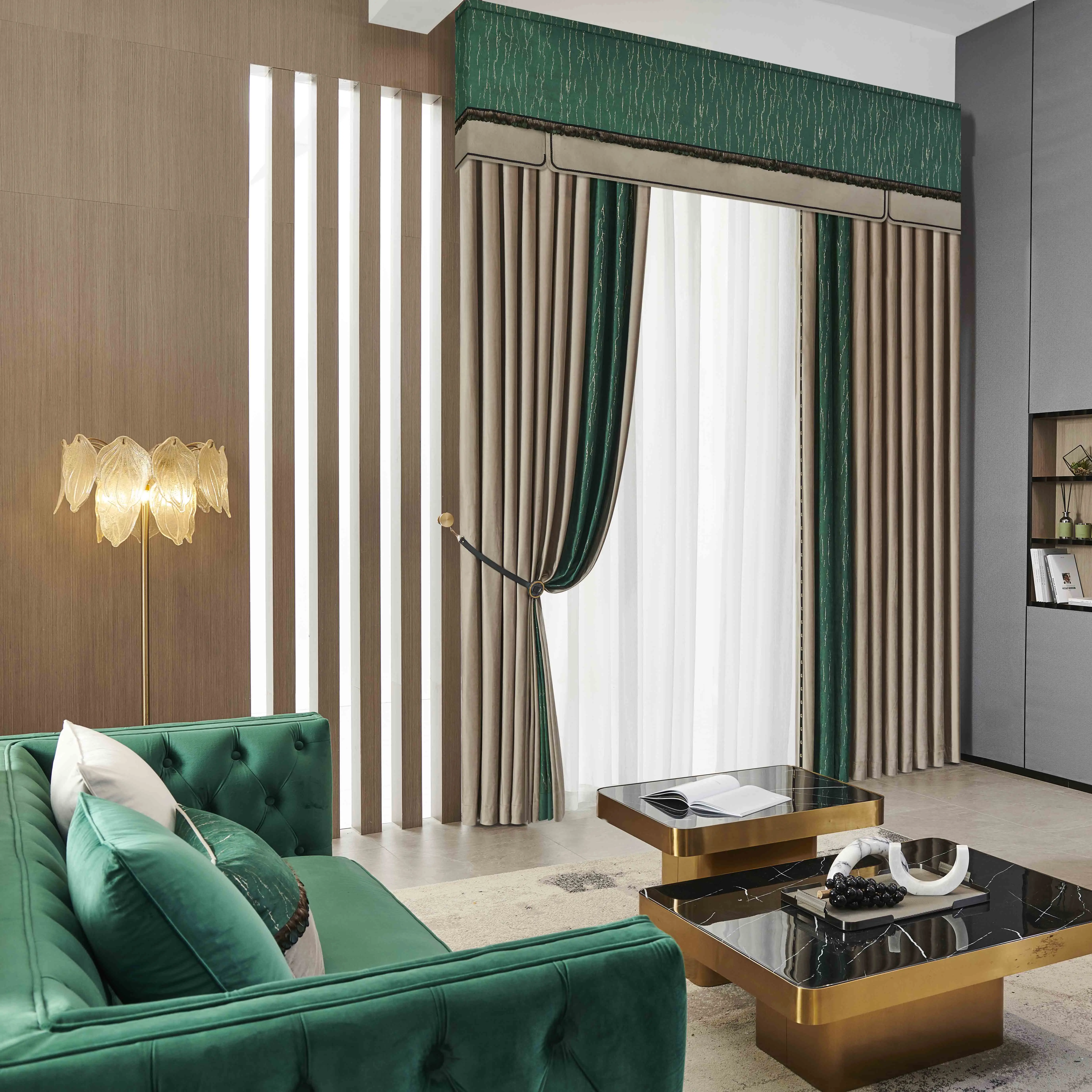 JBL  J2102 New Product Gold Printed  Luxury Velvet Curtain for Home Decor