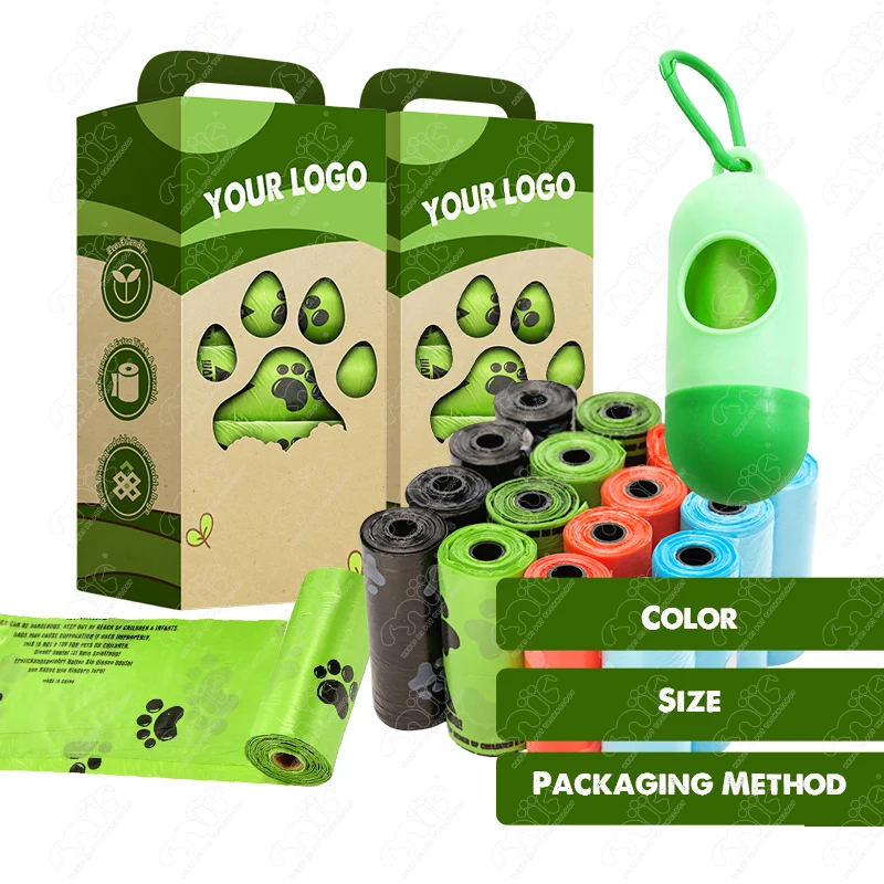 Custom Eco Friendly 100% Natural Biodegradable Disposable Pet Supplies Fully Compostable Plastic Waste Dog Poop Bag